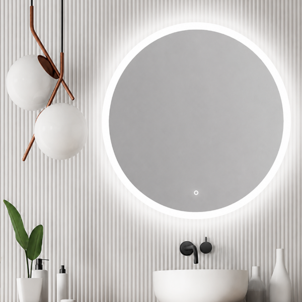 Picture of R-106-90 round mirror, touch screen with led, silver, 90x90