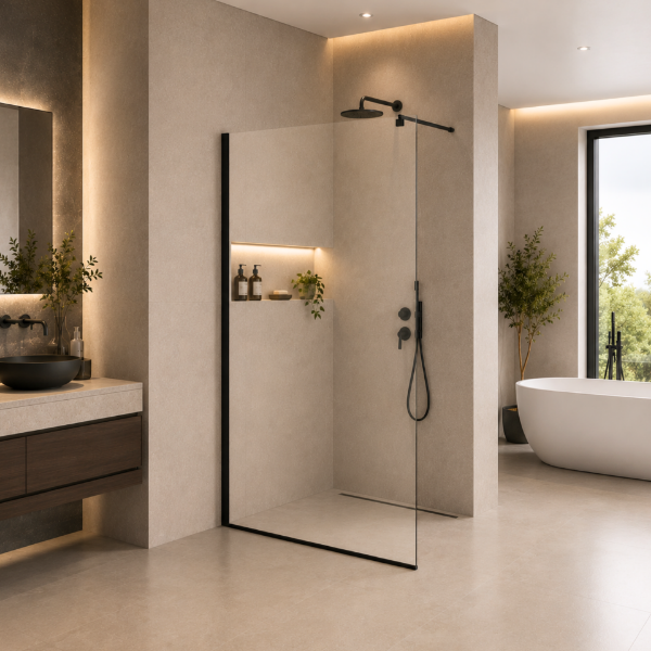 Picture of Shower glass, black profile, 90x200
