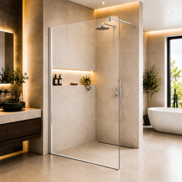 Picture of Shower glass, chrome profile, 120x200