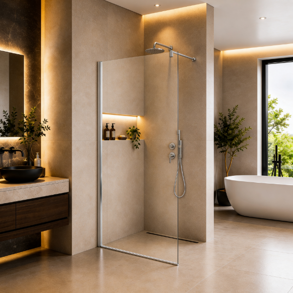 Picture of Shower glass, chrome profile, 80x200