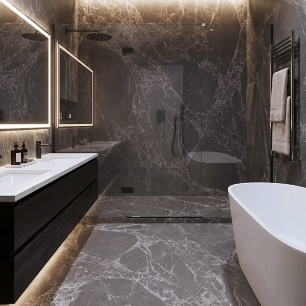 Picture of Floor tile 764819 antique, marble effect, matt, 80x80 