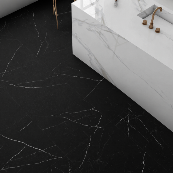 Picture of Floor tile nero marquina, marble effect, matt, 60x120