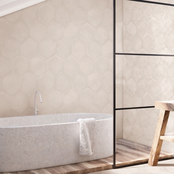 Picture of Floor tile hexa boreal arena, cement effect, matt, 23x27