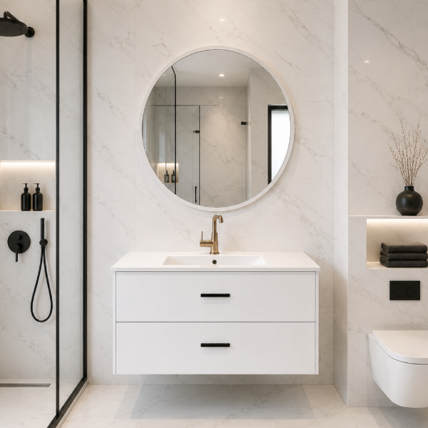 Picture of Limpha bathroom furniture set, cabinet ply wood 100x46x50 + mirror 70x70, wood