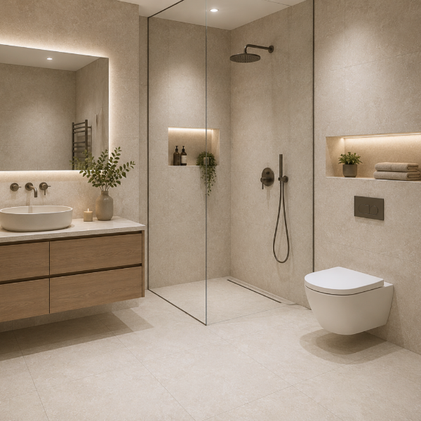 Picture of Floor tile rock crema, stone effect, matt, 60x60