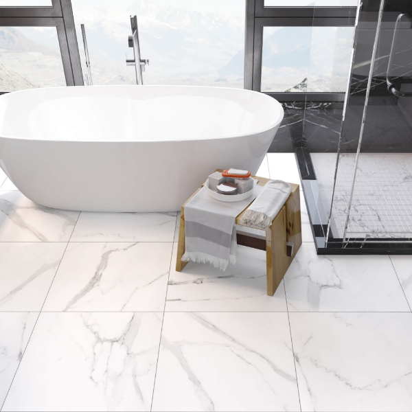 Picture of Floor tile statuario twizel, marble effect, matt, 60x60