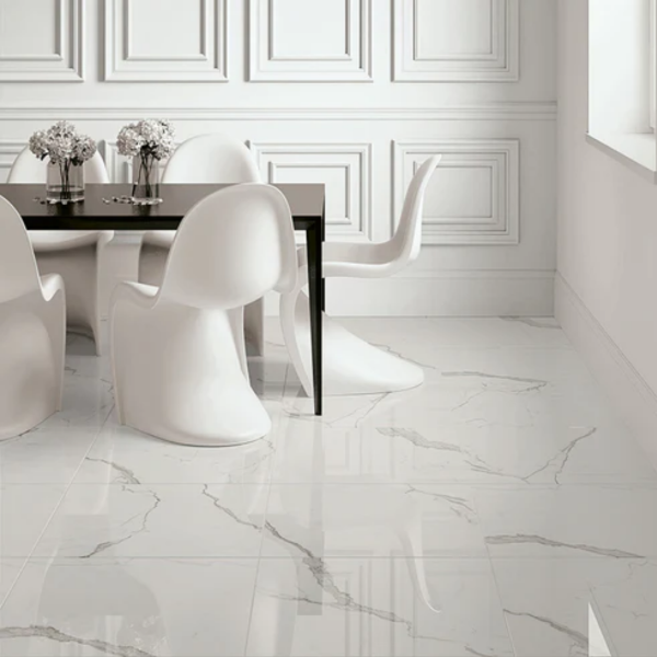 Picture of Floor tile statuario twizel, marble effect, glossy, 60x60