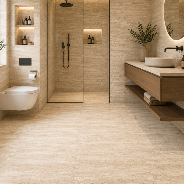 Picture of Floor tile tok travertino, stone effect, matt, 60x60