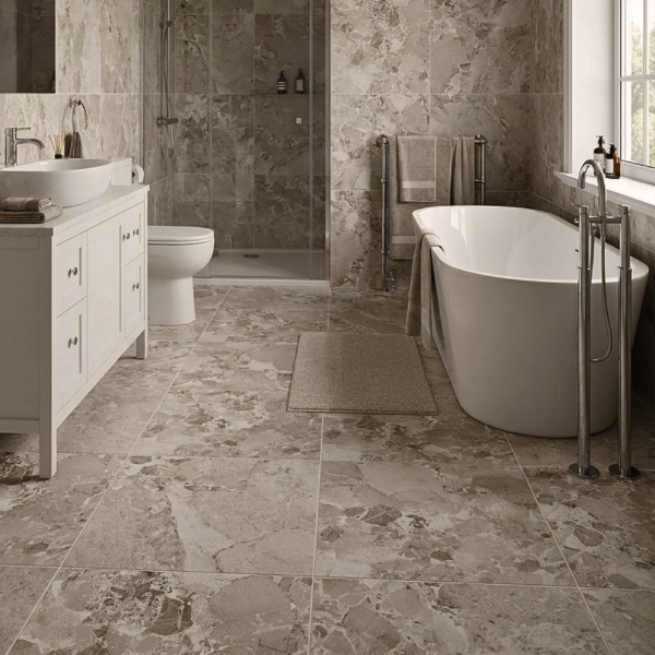 Picture of Floor tile caesarstone bianco, stone effect, matt, 60x60