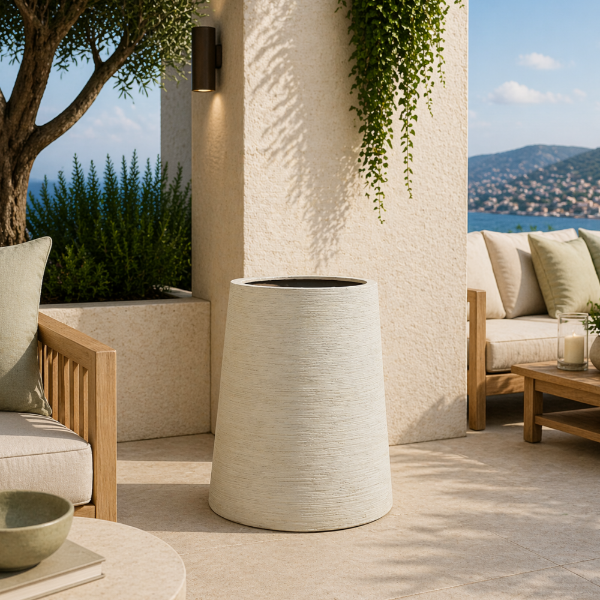 Picture of Vase, asym, sand surface, crema, dia.50x68cm