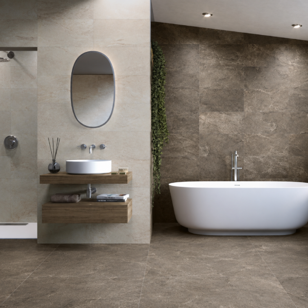 Picture of Floor tile wells, marble effect, matt, 9mm 90x90