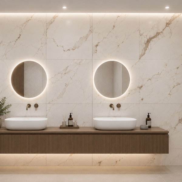 Picture of Floor tile star line, marble effect, matt, 60x60