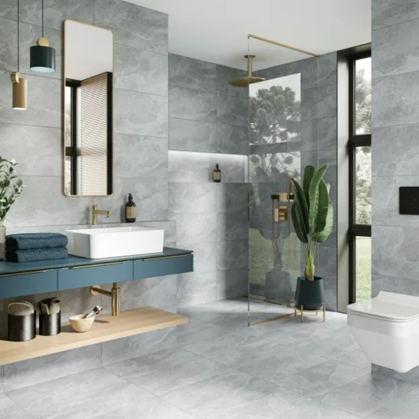 Picture of Floor tile belize light grey, stone effect, matt, 33x66