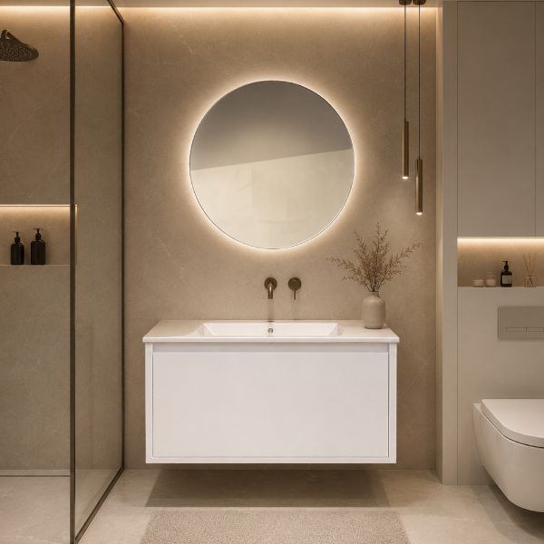 Picture of Riva bathroom furniture set, cabinet ply wood 60x46x37 + mirror 60x60, white