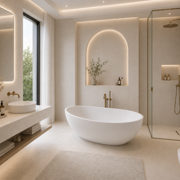 Picture of Lucie bathtub, solid, freestanding, white, matte, 180x90x55