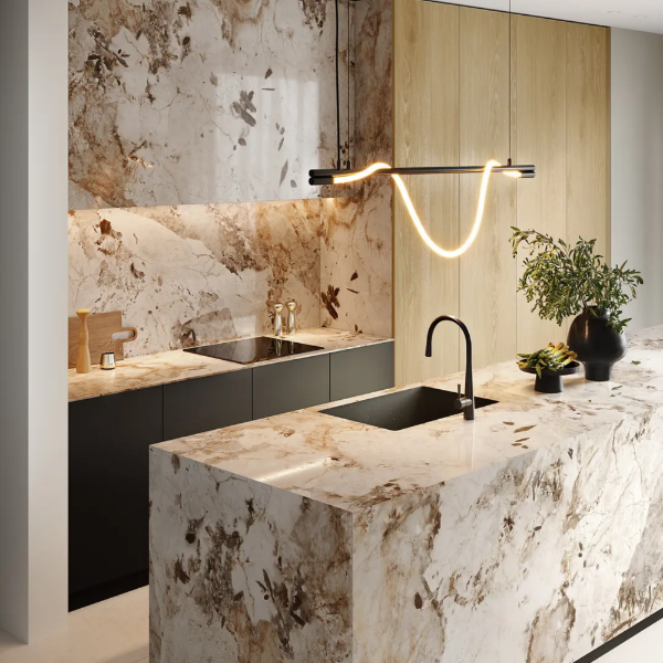 Picture of Floor tile pantagonia natural, marble effect, glossy, 60x120