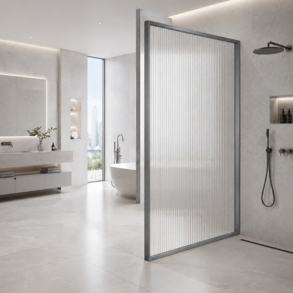 Picture of Shower glass, gun grey profile, 90x200 5mm