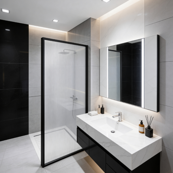 Picture of Shower glass, black profile, 70x200 5mm