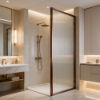 Picture of Shower glass, brushed rose gold profile, 120x200 5mm