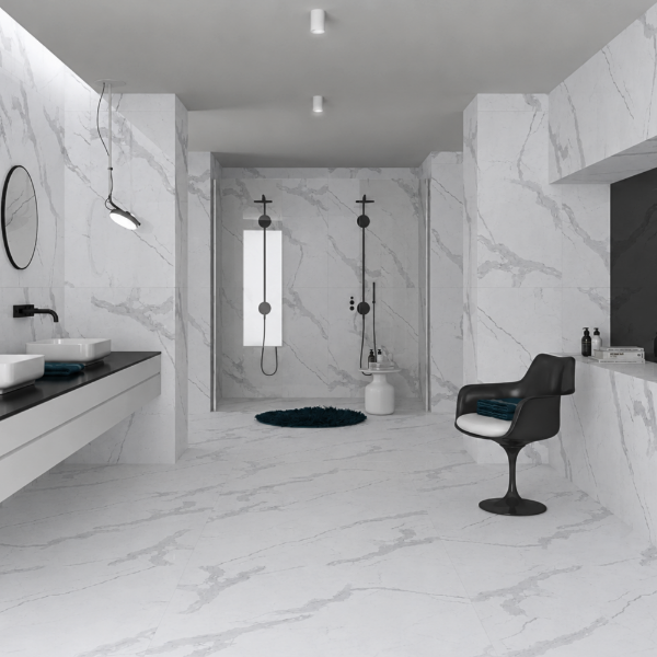 Picture of Floor tile statuario natural grey, marble effect, matt, 60x120
