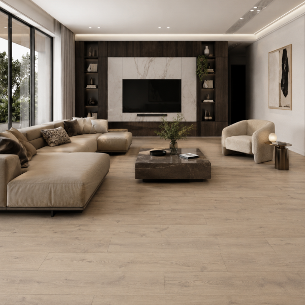 Picture of Spc, veliero,  stone powder and adhesive,light brown, 177.8x1219.2x5.00mm, top layer 5.5mm