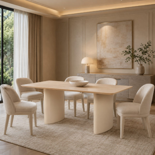 Picture of Dining table, duo, ash veneer, beige, 140x80x75cm