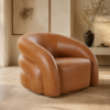 Picture of Swivel armchair , cosmopolitan, leather,  marron, 94x83x70cm