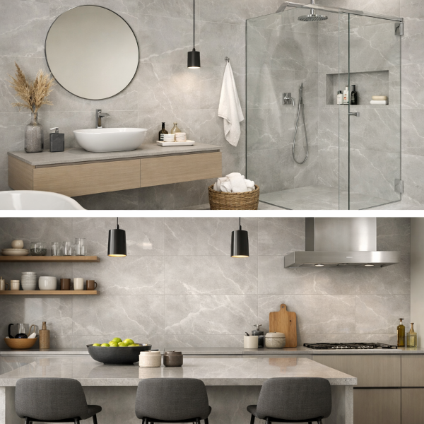 Picture of Floor tile citrus blossom/venato, marble effect, glossy, 30x60