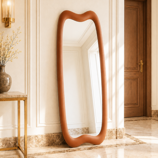 Picture of Mirror, squash, upholstered in leather frau, 85x190cm