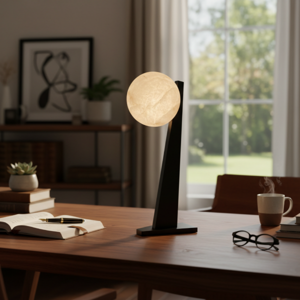 Picture of Reading table lamp, steel+alabaster+aluminium finish, vb (s-015), φ22*h56cm, socket:e27*1