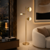 Picture of Floor lamp, sunrise, alabaster+brass+steel finish, ab-r(s-014) light source:led 3000k 9w, size: 43*28*h150cm