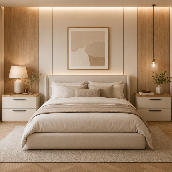 Picture of Bedside table, sposami,  oak, cashmere,  60x40x45 cm