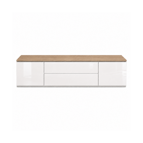 Picture of Tv base, privilegio, 2 doors and 2 flaps, white glossy, 200X44.2X45(H) cm