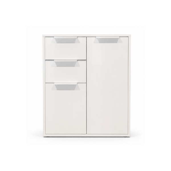 Picture of Chest of drawers, espresso, 2 doors+2 drawers, white glossy, 72X35.3X87(H) cm