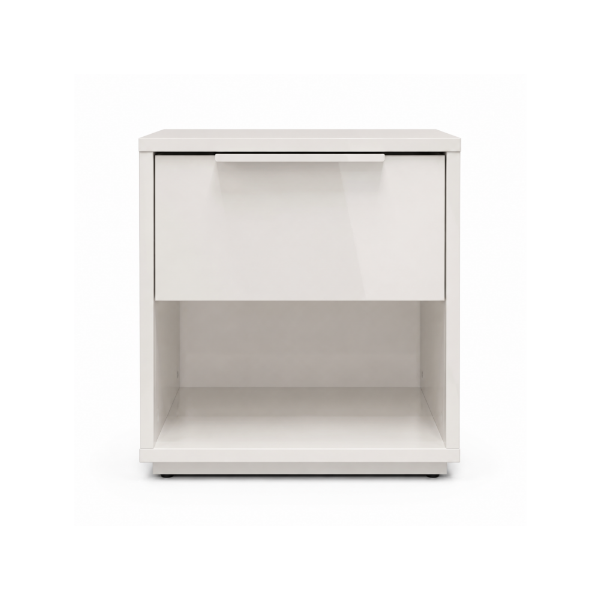 Picture of Nightstand with 1 drawer, espresso, white glossy, 36.7X35.3X43.5(H) cm