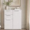 Picture of Chest of drawers, espresso, 2 doors+2 drawers, white glossy, 72X35.3X87(H) cm