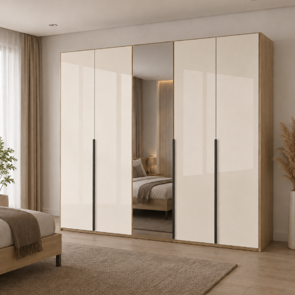 Picture of Wardrobe, sposami, 5 doors oak, cashmere, 223x230x60.5cm
