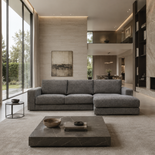 Picture of Right-hand sofa corner, vigo, fabric, cement, 303x172x82cm