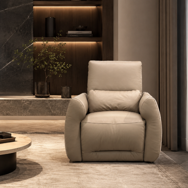 Picture of Armchair with mechanism, cozi, leather, nude, 97x100x101cm 