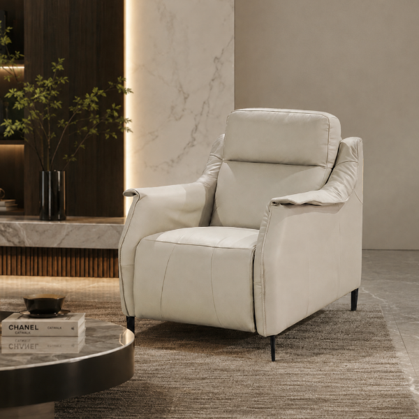 Picture of Armchair, zain, recliner, leather, light grey, 79x97x98cm 
