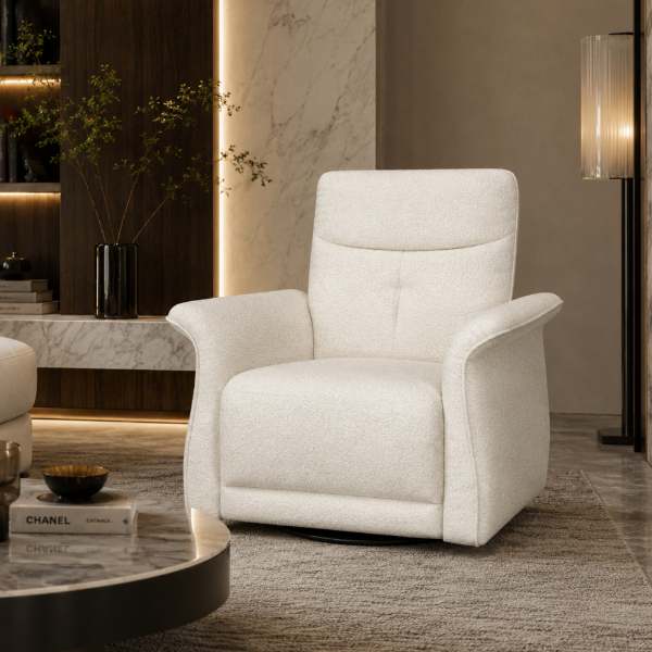 Picture of Swivel armchair, noan, fabric, white, 86x92x99cm 