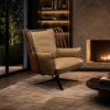 Picture of Armchair, argo boss, iron metal, full cow leather, koala grey brown, 90x99x103cm