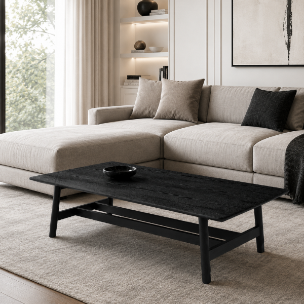 Picture of Coffee table, bento , wood structure, black, 130x72x35cm