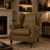 Picture of Armchair, oscar, cow leather, green, 92x93x96cm 