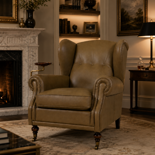 Picture of Armchair, oscar, cow leather, green, 92x93x96cm 