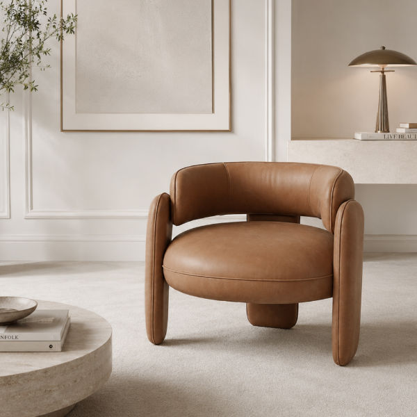 Picture of Armchair, euphoria, leather, marron, 86x76x67cm
