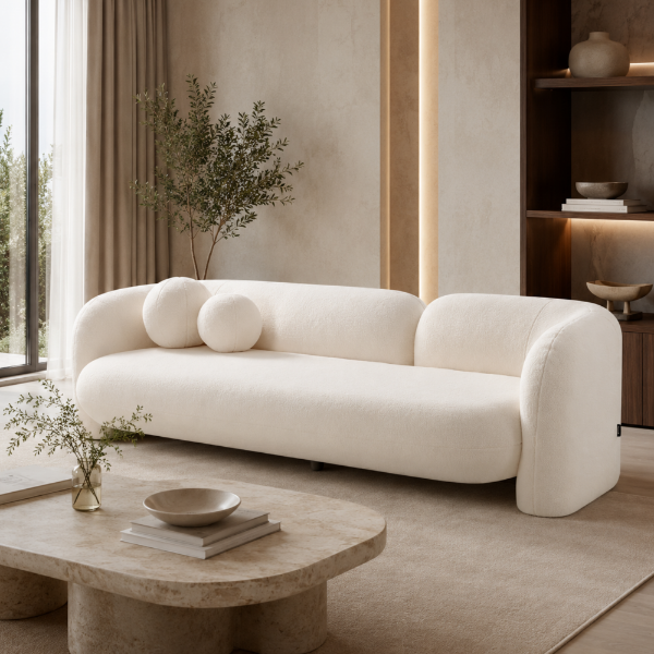 Picture of Sofa 4 seater, cosmopolitan, white, 2 pillows white, 262x91x68cm