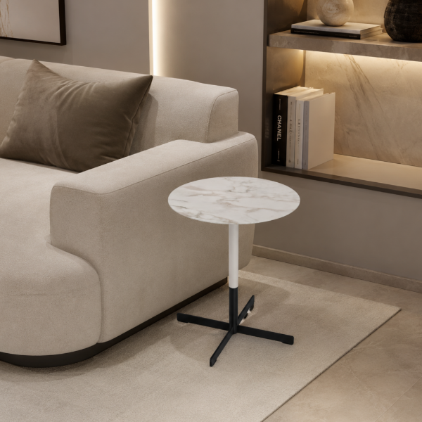 Picture of Coffee table, bob, marble calacatta,top white,dia45x52h cm