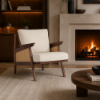 Picture of Lounge chair, linda, wood walnut honey, cushion cream, 68x78x71cm