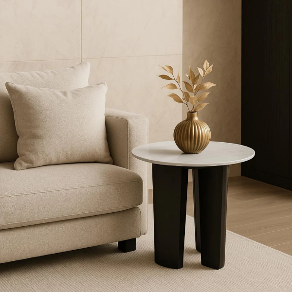 Picture of Coffee table, work, wood, marble top, dia.55x50cm 